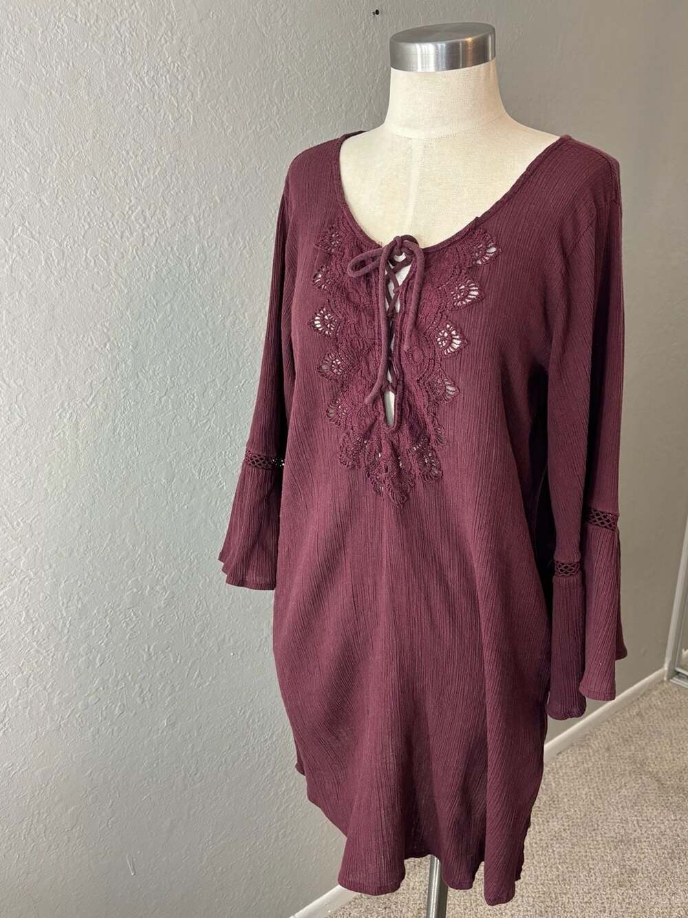 O'Neill Salt Water Solids Long-Sleeve Gauze Cover-Up Dress